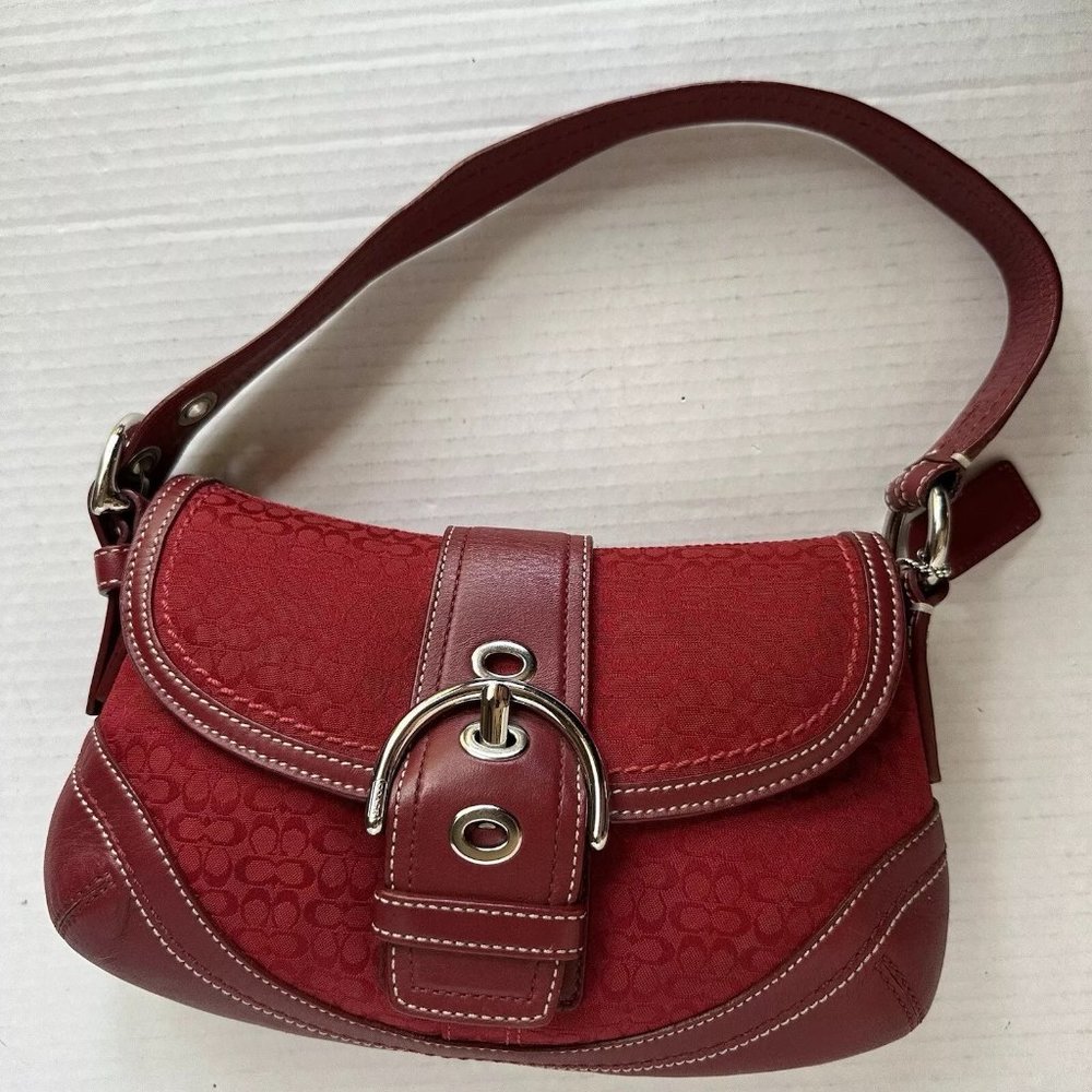 RARE Coach Vintage Y2K Signature Red Hobo Shoulder Bag